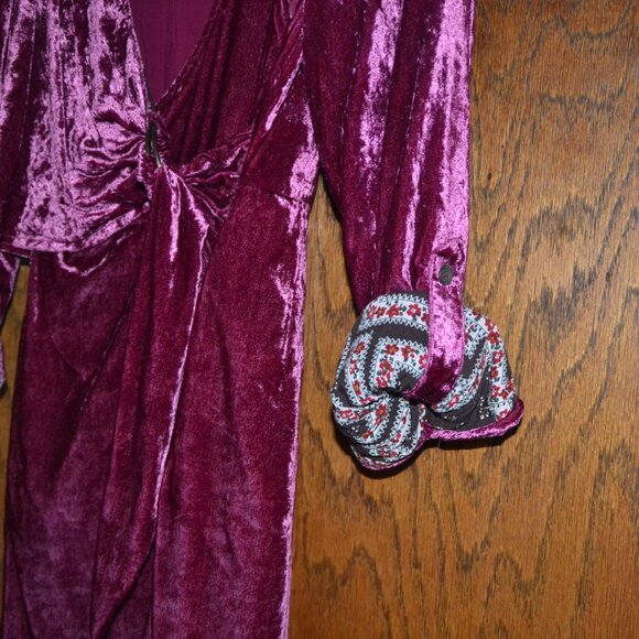 Anthropologie Maeve Sofia Velvet Faux Wrap Belt Shirt Dress Raspberry Pink Sz 6 - Picture 3 of 8